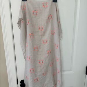 Light Gray Flamingo Print Scarf